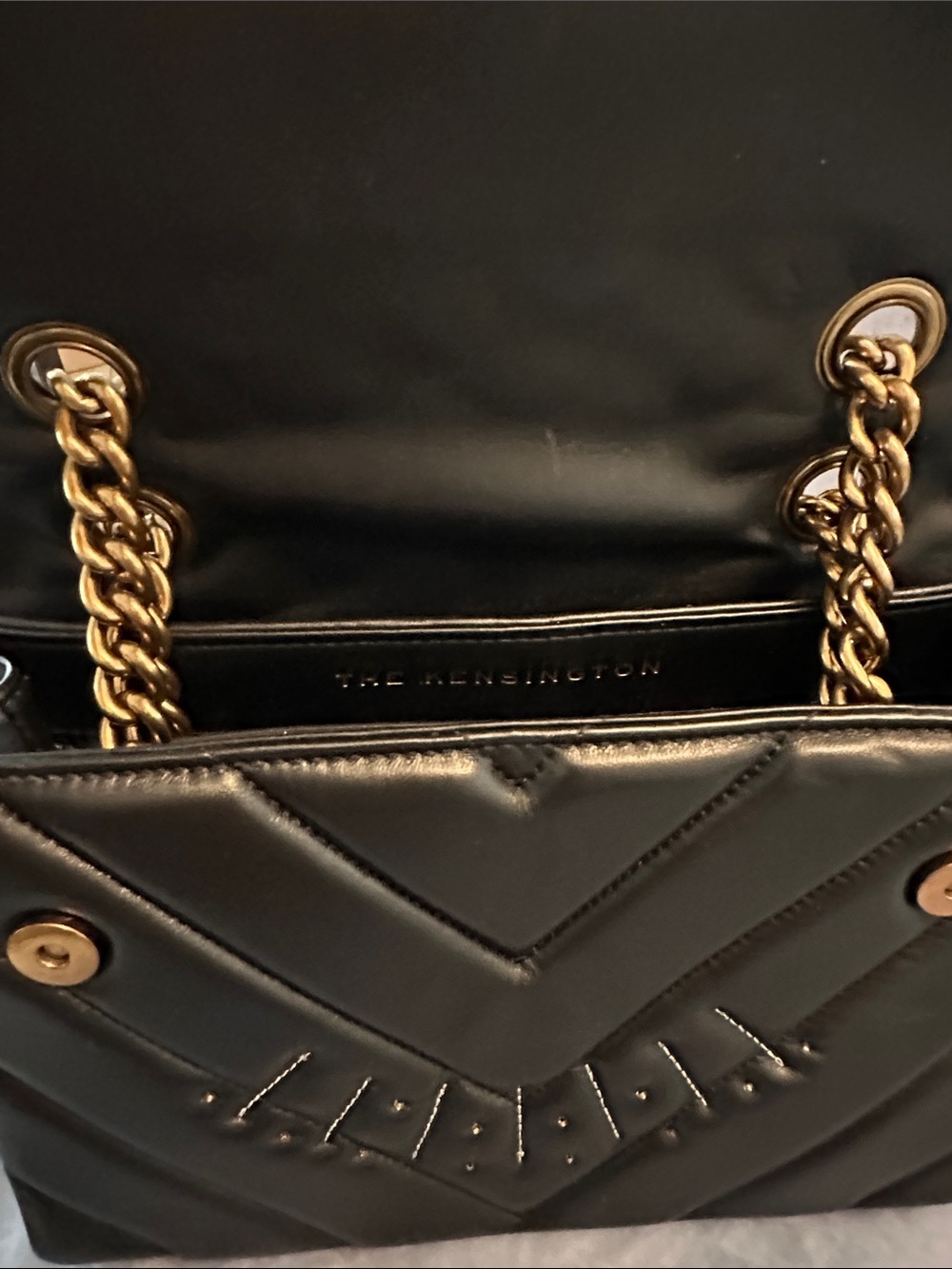 Kurt Geiger Black Quilted Shoulder Bag with Embellished Green Eye - Picture 7 of 8